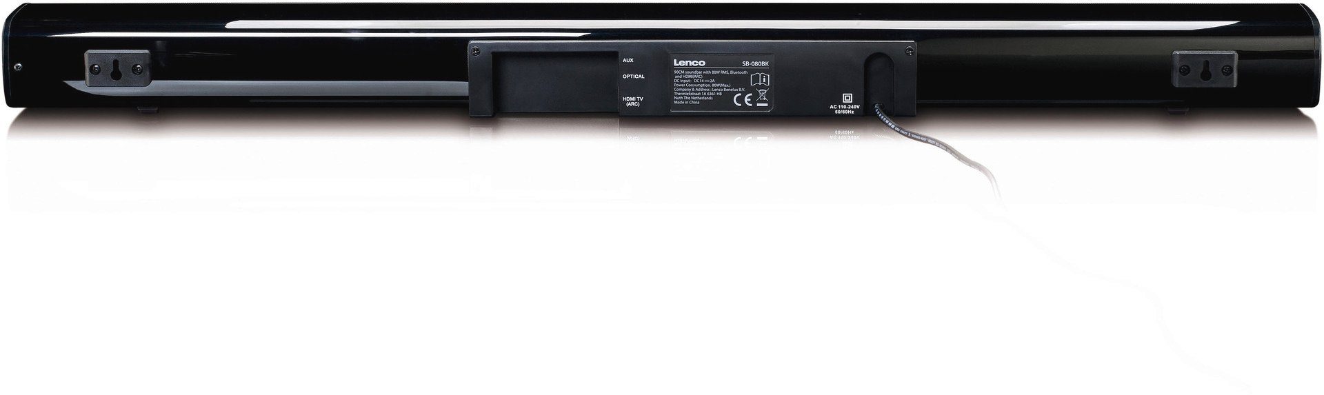 Lenco SB-080 Soundbar 80W RMS mit eingebautem Subwoofer 2.1 Soundbar (Bluetooth, 80 W, USB, Bluetooth, HDMI (ARC), Digital Optical, AUX)