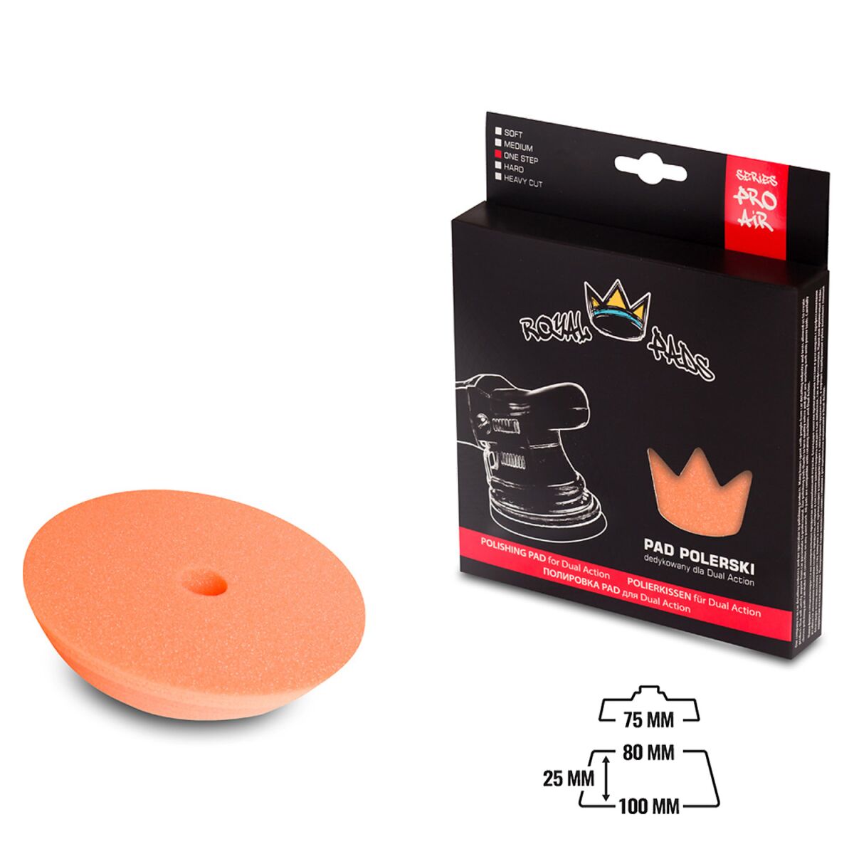 Royal Pads AIR One Step Schaum-Polierpad 80mm orange