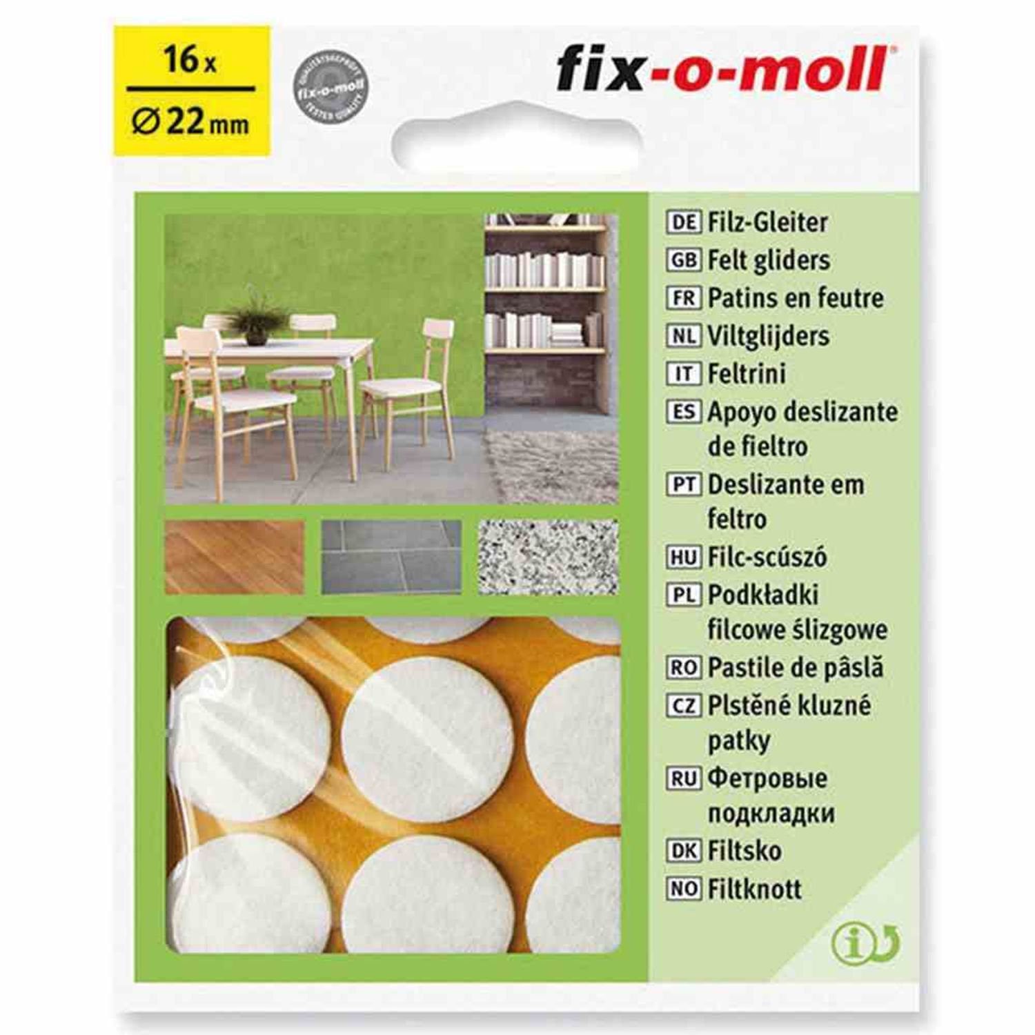 Fix-O-Moll Filzgleiter Filzgleiter weiß 22mm 16Stück