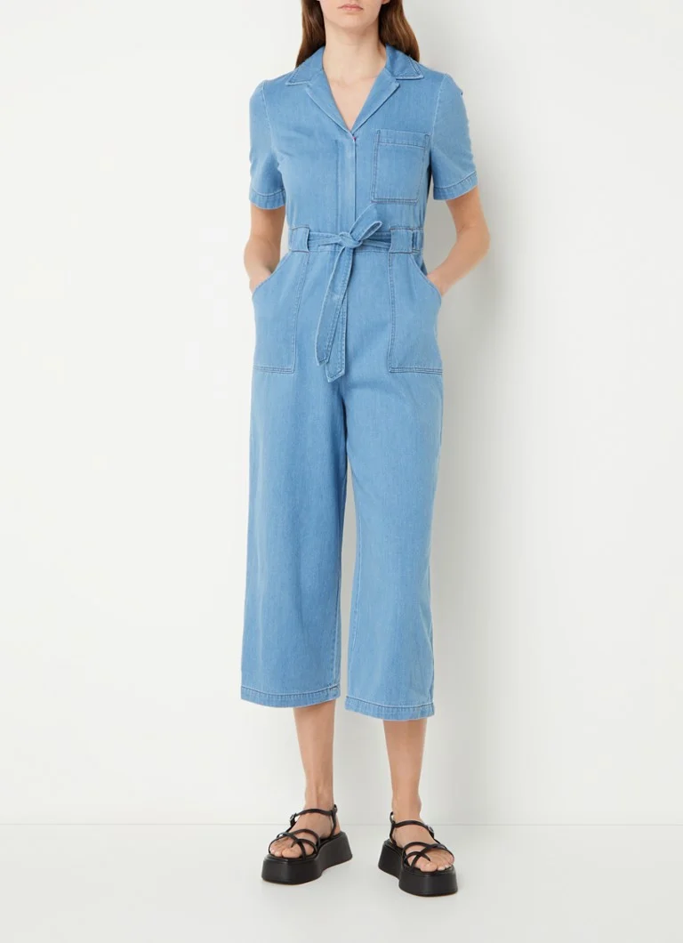 Whistles Loose fit cropped jumpsuit with tie belt