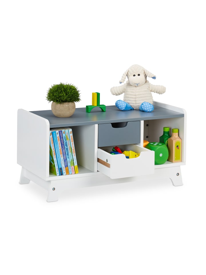relaxdays Kinderregal in Weiß/ Grau - (B)60 x (H)30 x (T)30 cm günstig kaufen onesize