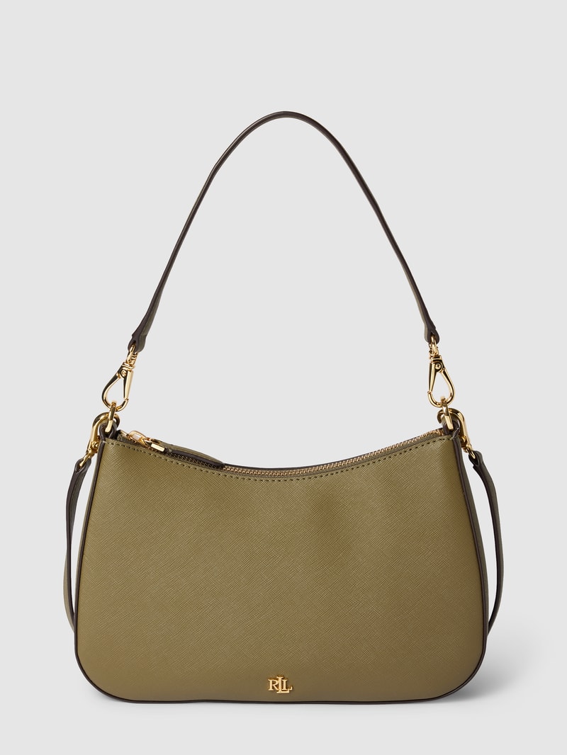 Schultertasche mit Label-Applikation Modell 'DANNI' in olivgrün