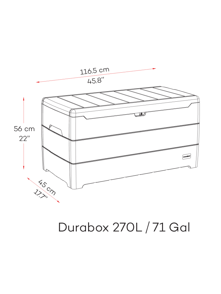 VCM  Durabox Aufbewahrungsbox Kissenbox 270 L in Grau günstig kaufen onesize