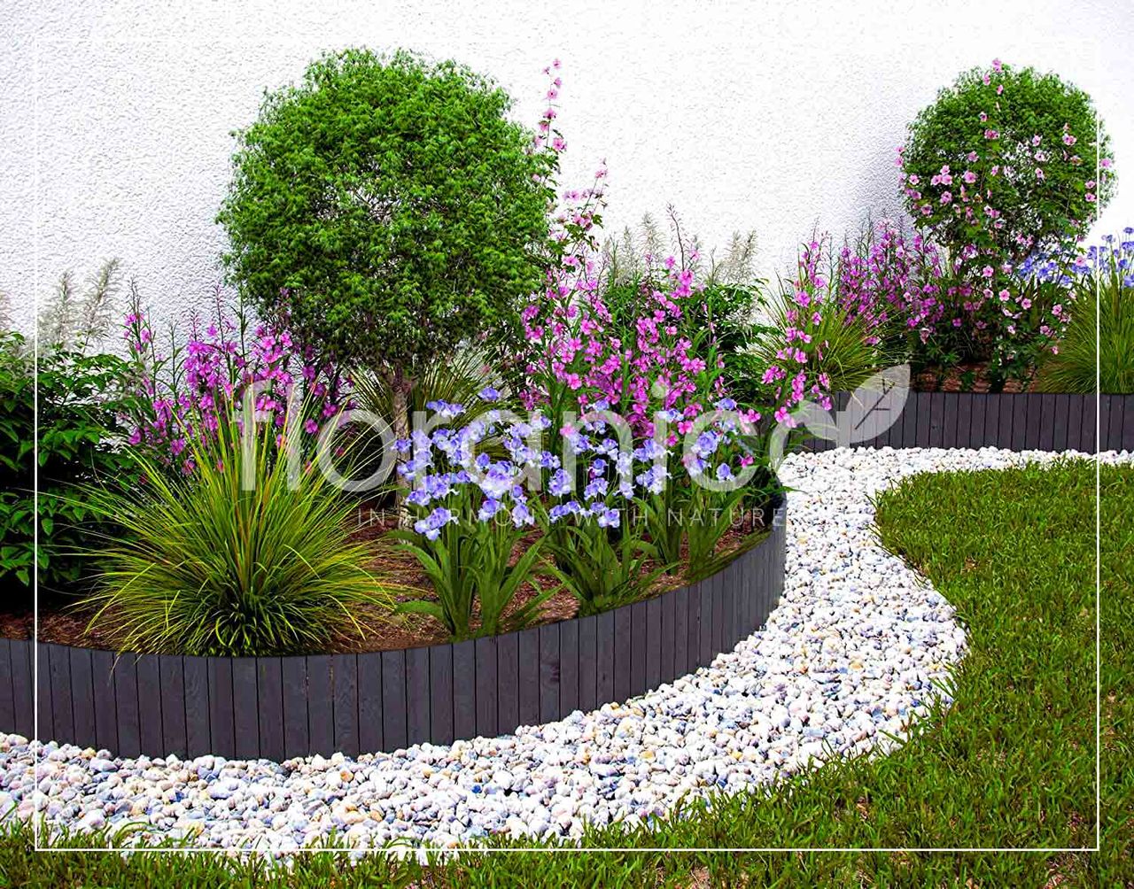 Pemicont Floranica Rollborder II Flexibler Holzzaun 203cm Höhe: 20cm Anthrazit Imprägniert Kiefernholz Beeteinfassung Rasenkante Palisade Umzäunung für Obstgärten Beete Wege