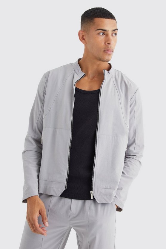 Langärmliges Overshirt mit Stretch-Einsatz und Reißverschluss