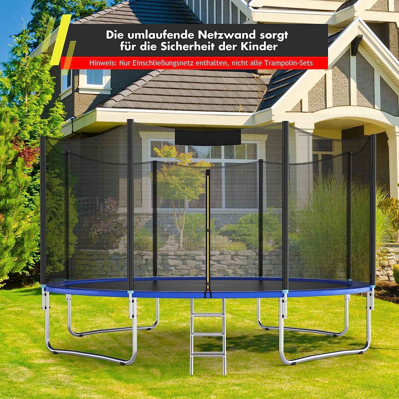 Costway COSTWAY Ø487cm Trampolin Sicherheitsnetz für Gartentrampoline