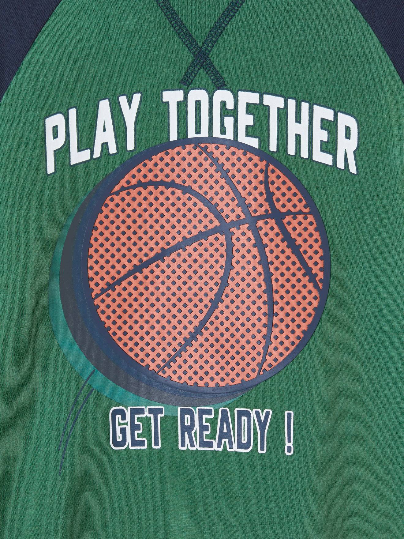 T-shirt de sport garçon motif ballon en relief manches raglan vert