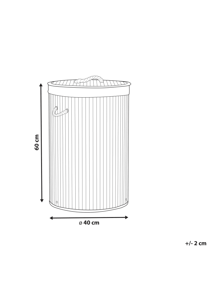 Beliani Wäschekörbe SANNAR in Heller Holzfarbton/Weiß - (W) 40 x (H) 60 x (L) 40 cm günstig kaufen onesize