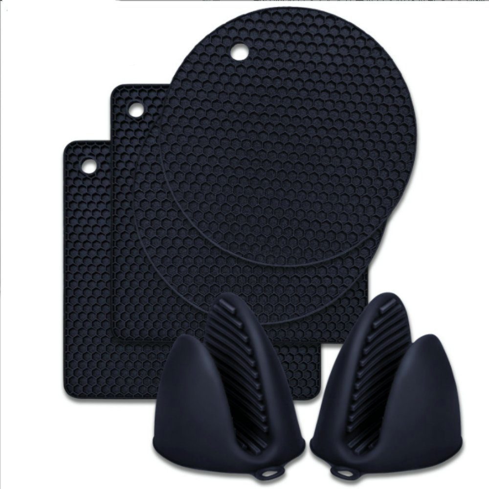 Runxizhou Topflappen Silikon Topf-Untersetzer und Ofenhandschuhe Set 6er, (6-tlg)