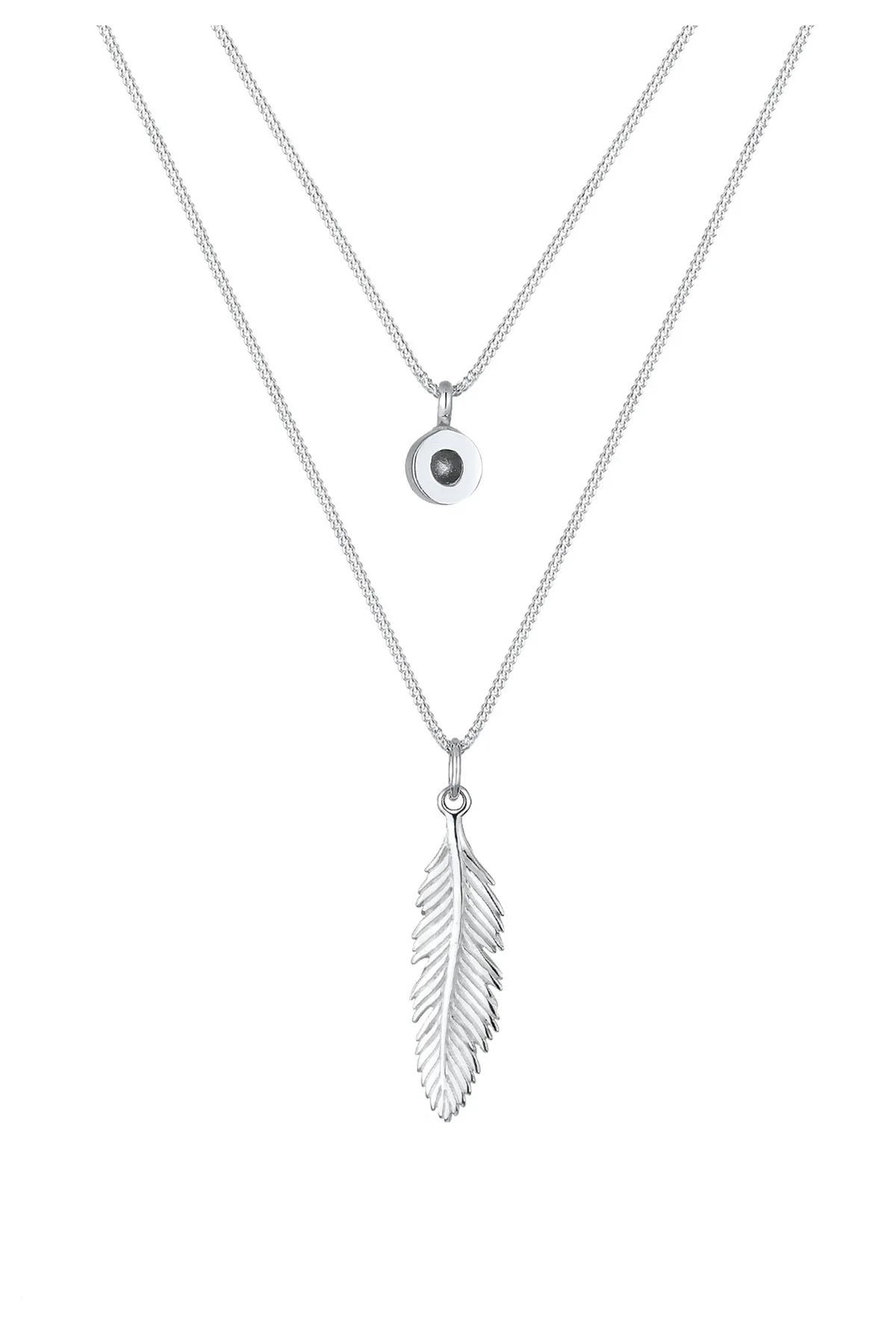 ELLI  Halskette Feder Boho Kristalle 925 Silber