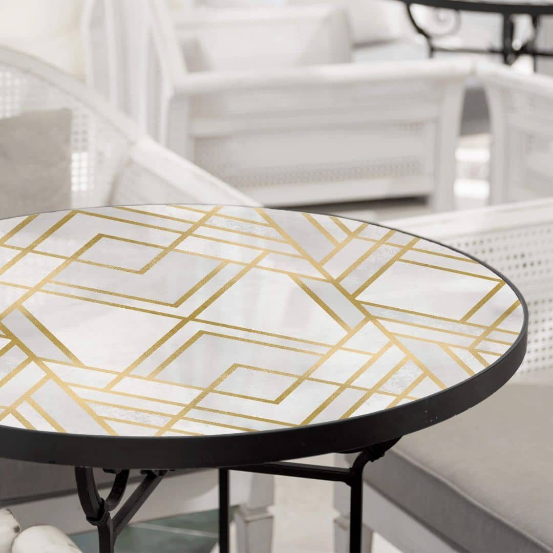 K&L Wall Art Arbeitsplatte Glas Tischplatte Fredriksson Wohnzimmer Beistelltisch Gold Glasplatte