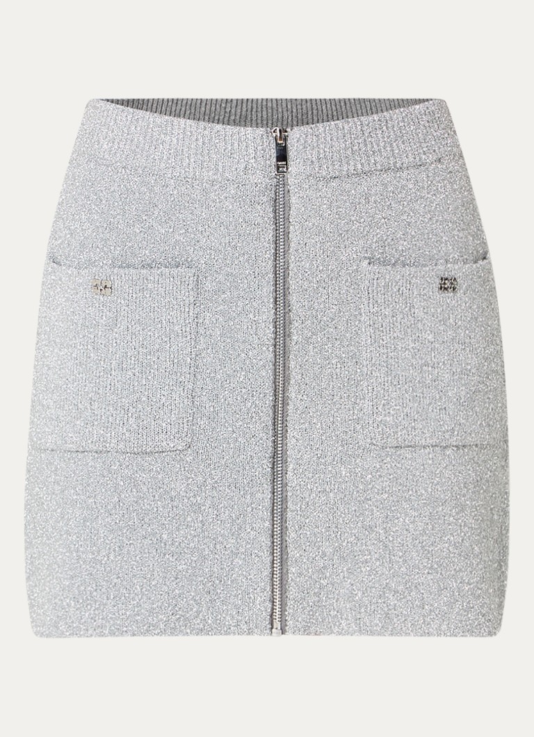 Ganni mini skirt in merino wool blend with lurex