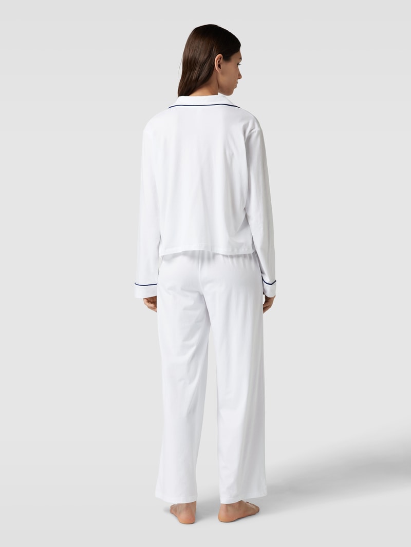 Pyjama mit Label-Stitching in weiß