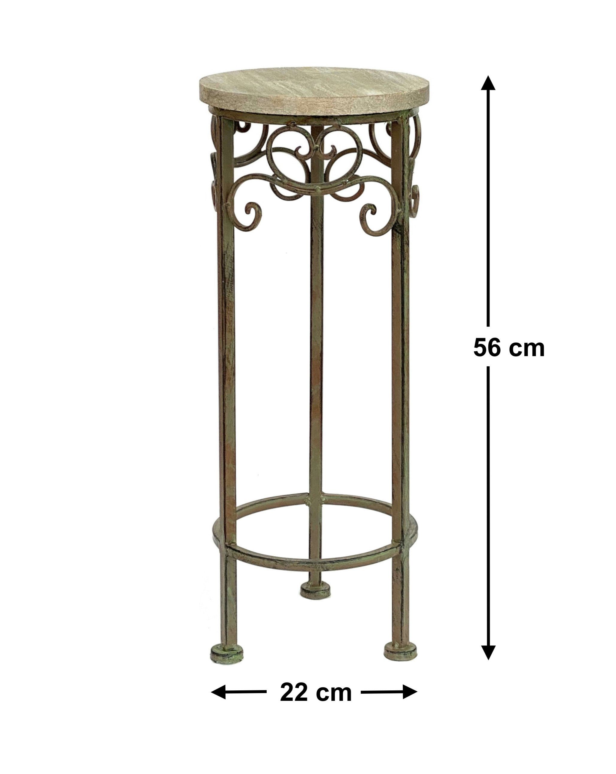 DanDiBo Blumenhocker Blumenhocker Metall Rund Blumenständer 11135 Beistelltisch Pflanzenständer Holzablage Blumensäule