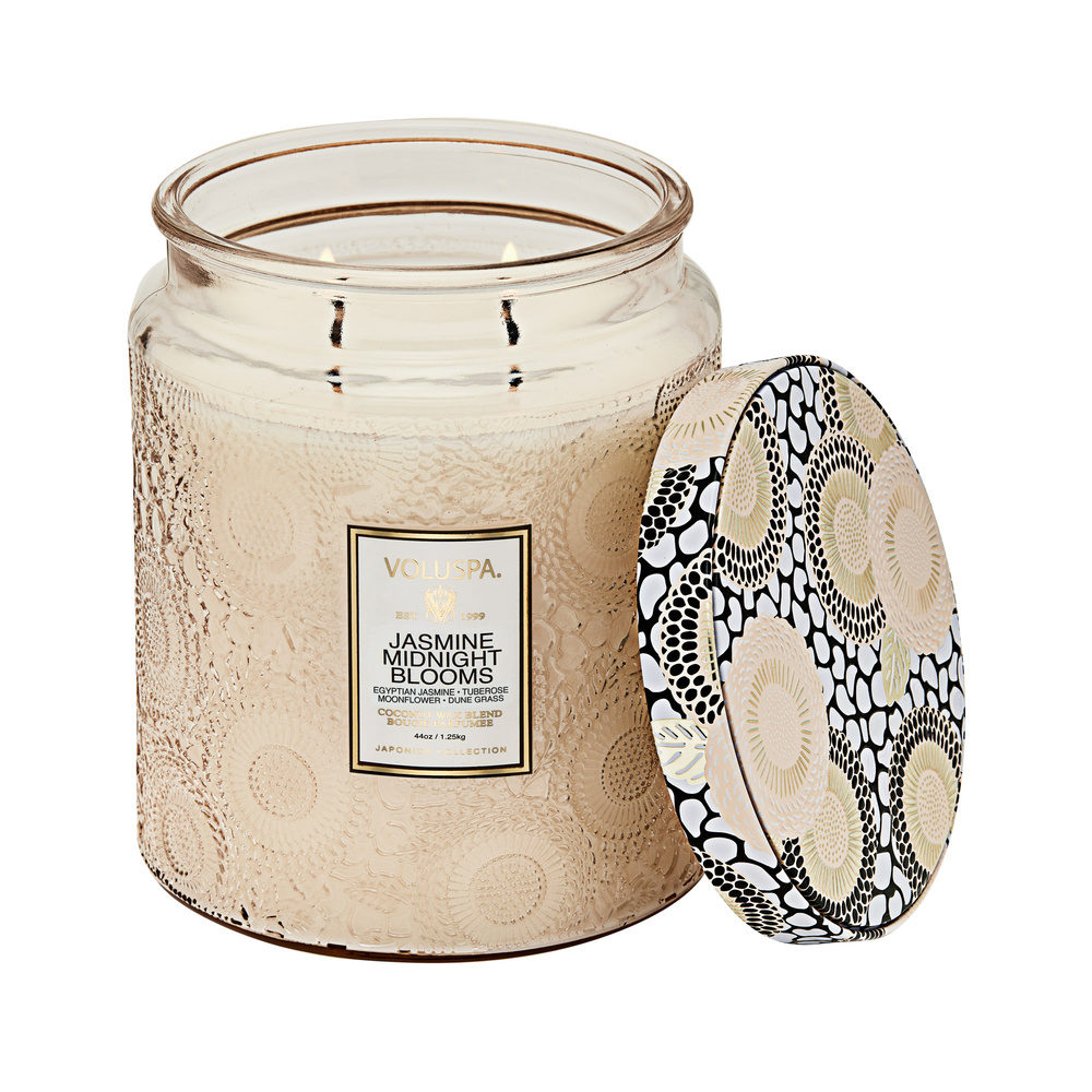 voluspa Jasmine Midnight Blooms 44oz Luxe Jar Bougie