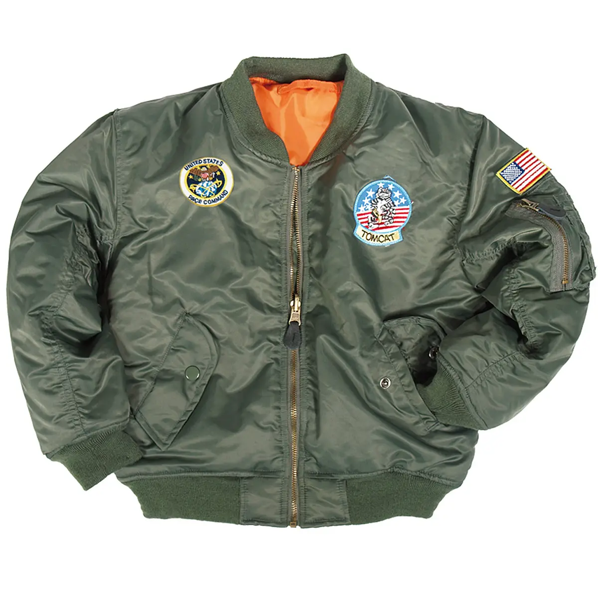 Kinder Fliegerjacke MA1 mit Abzeichen oliv