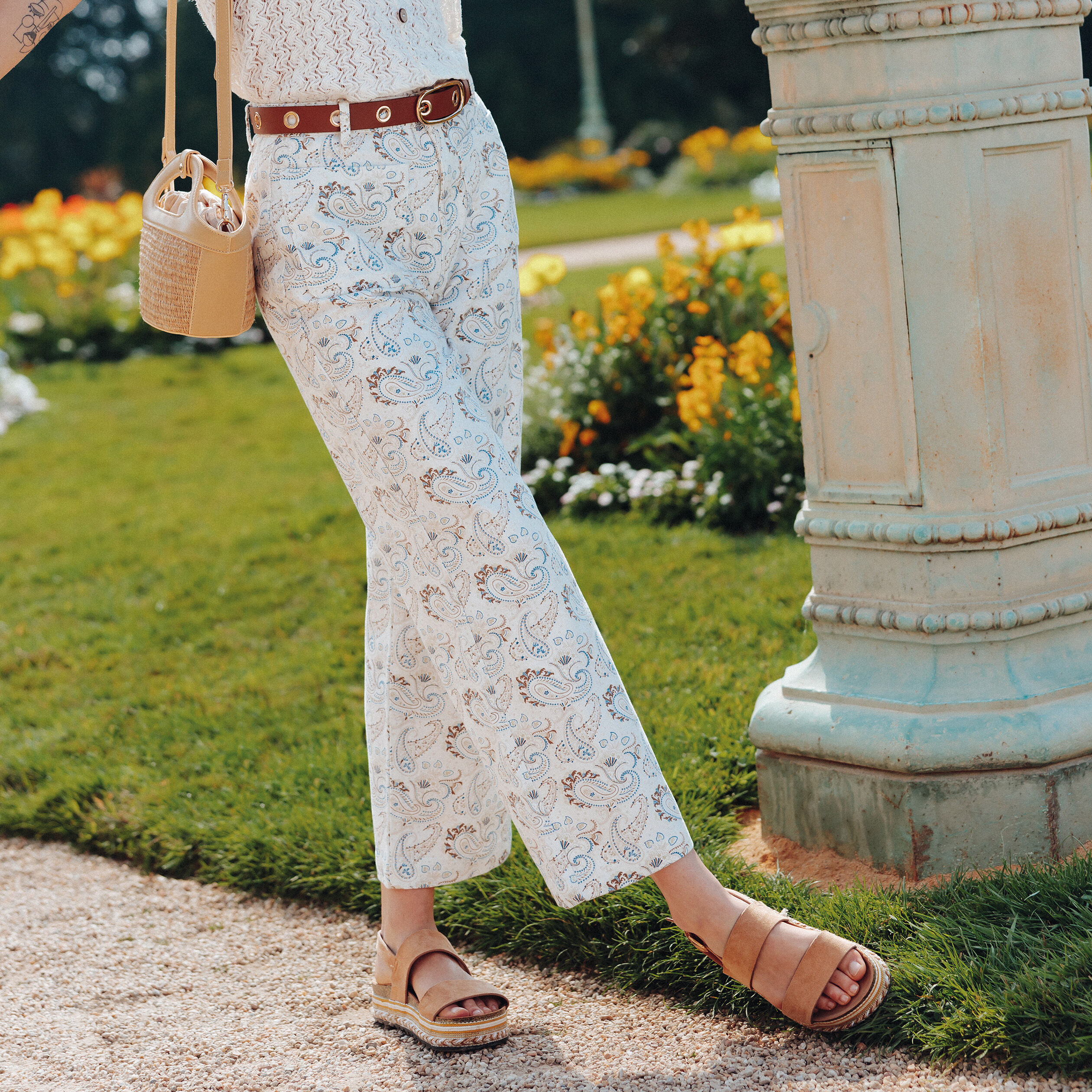 Jeans wide leg taille haute beige femme | Cache Cache