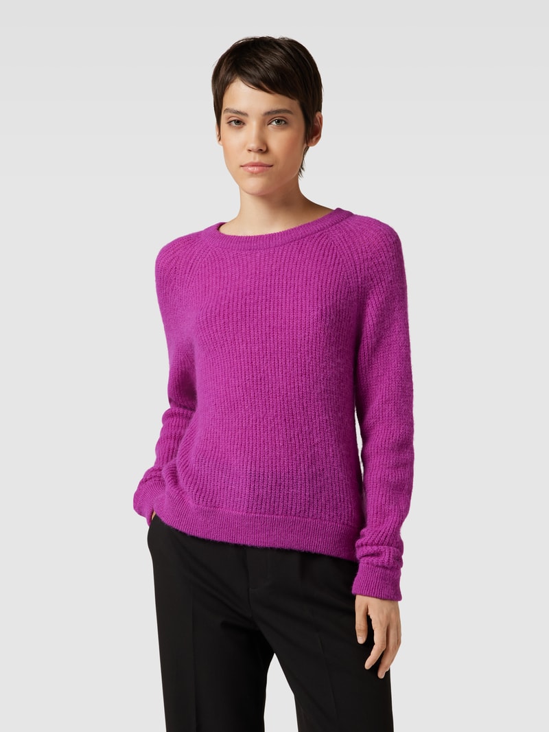 Strickpullover aus Alpaka-Mix mit Rundhalsausschnitt in pink