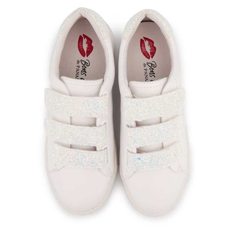 Baskets en cuir Edith glitter nuage