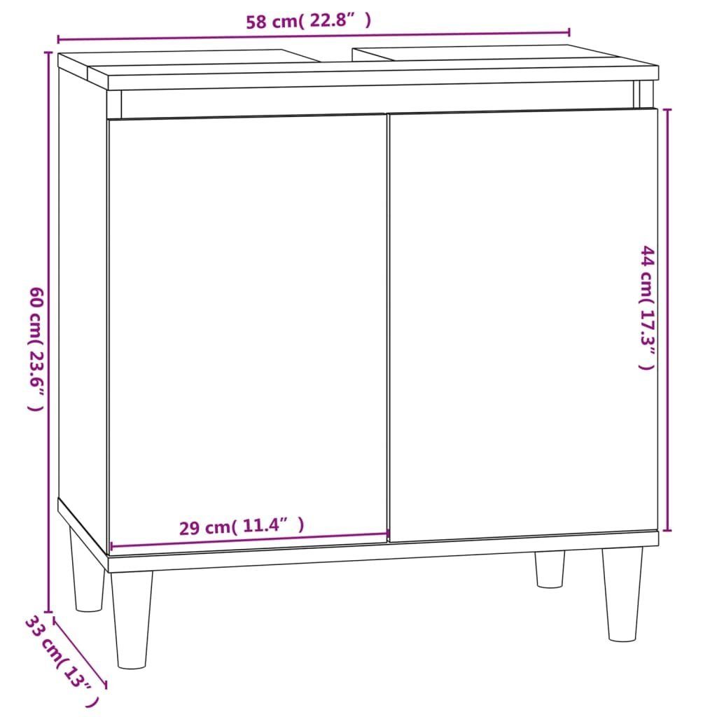 vidaXL Badezimmerspiegelschrank Waschbeckenunterschrank Schwarz 58x33x60 cm Holzwerkstoff (1-St)