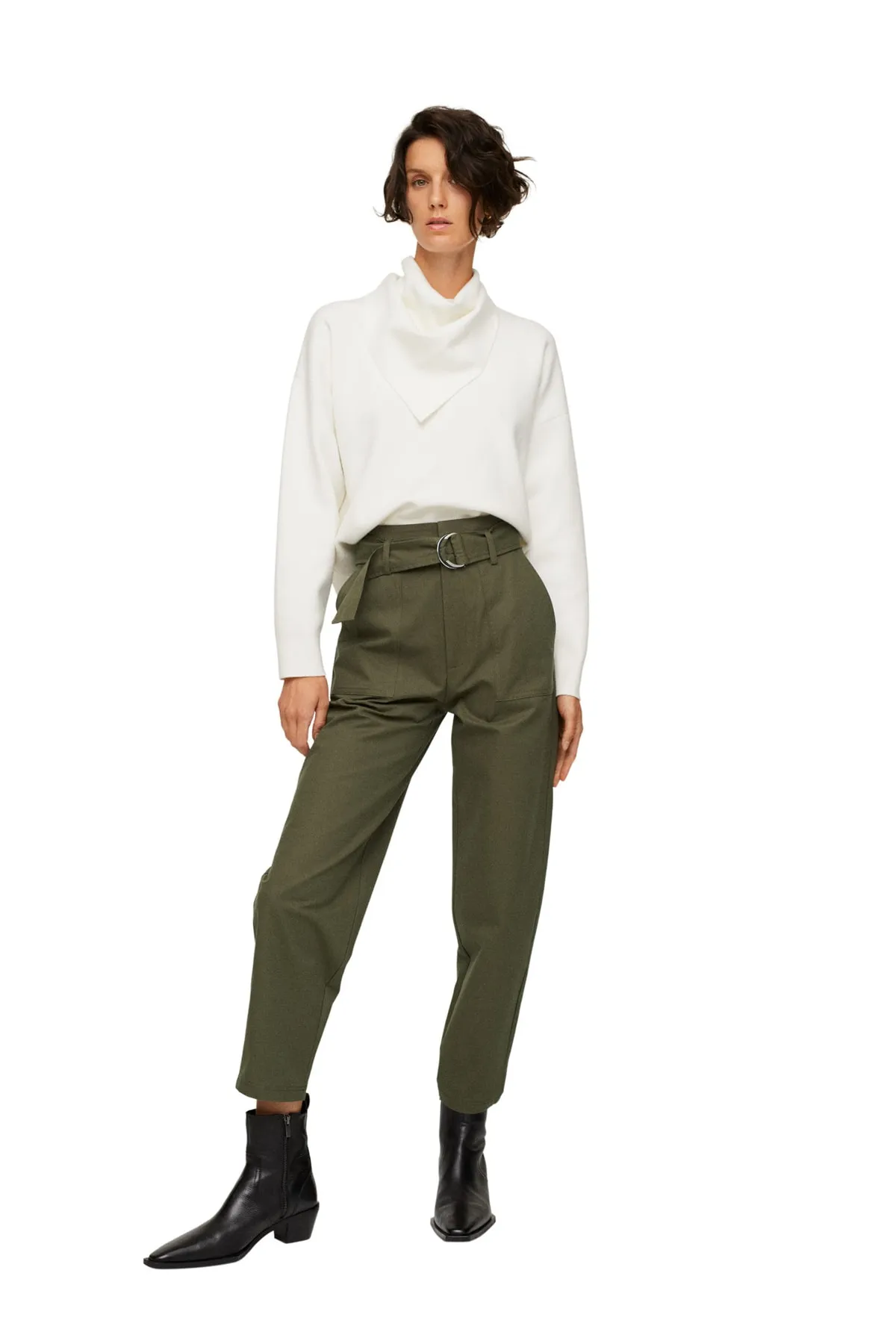 MANGO  Khakifarbene Damenhose 17026323