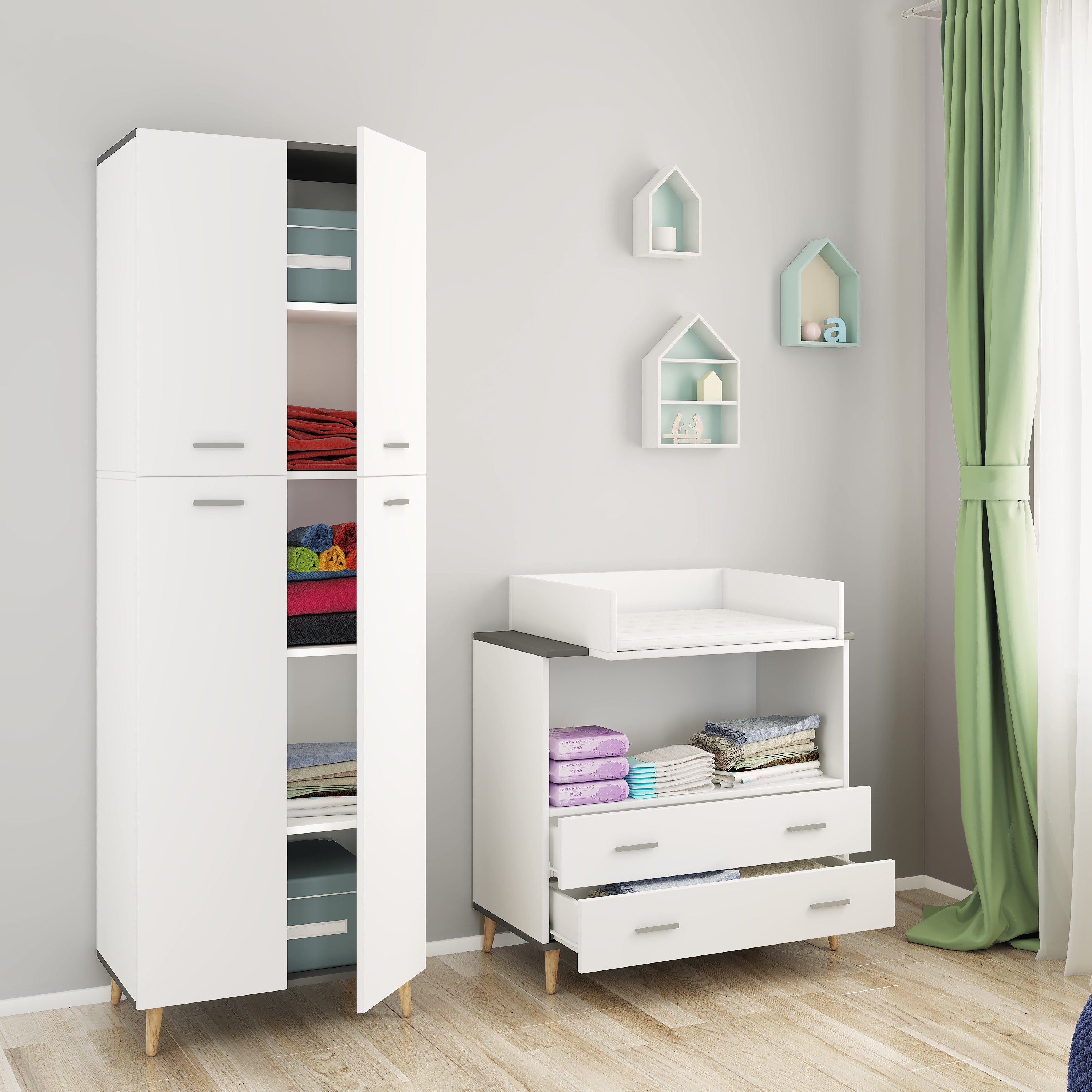 VCM Mehrzweckschrank Holz Dielenschrank Mehrzweckschrank Schrank Landos (1-St)