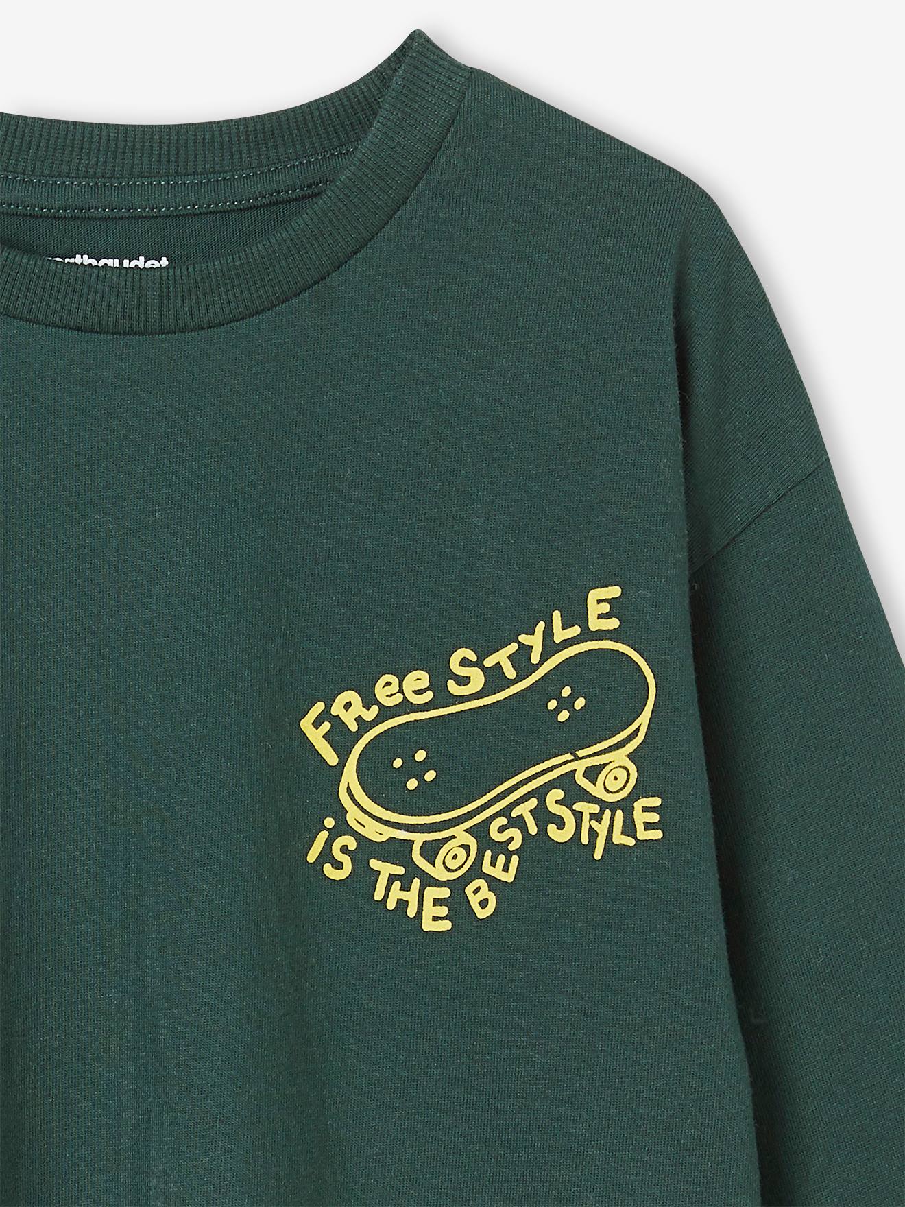 T-shirt motif cool poitrine garçon manches longues bordeaux