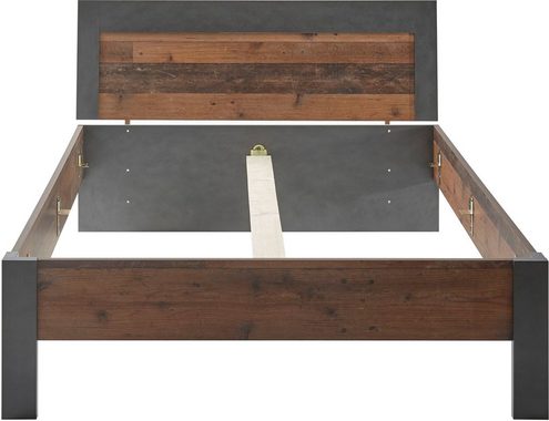 Home affaire Schlafzimmer-Set BROOKLYN, (Set, 4-St., mit Holzkopfteil, Nachtkommode, Kleiderschrank 2 trg., Kommode), in dekorativer Rahmenoptik