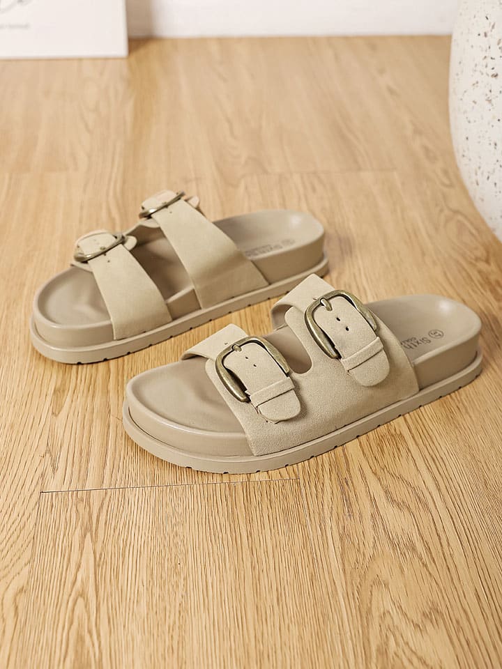 Sixth Sens Pantoletten in Khaki günstig kaufen