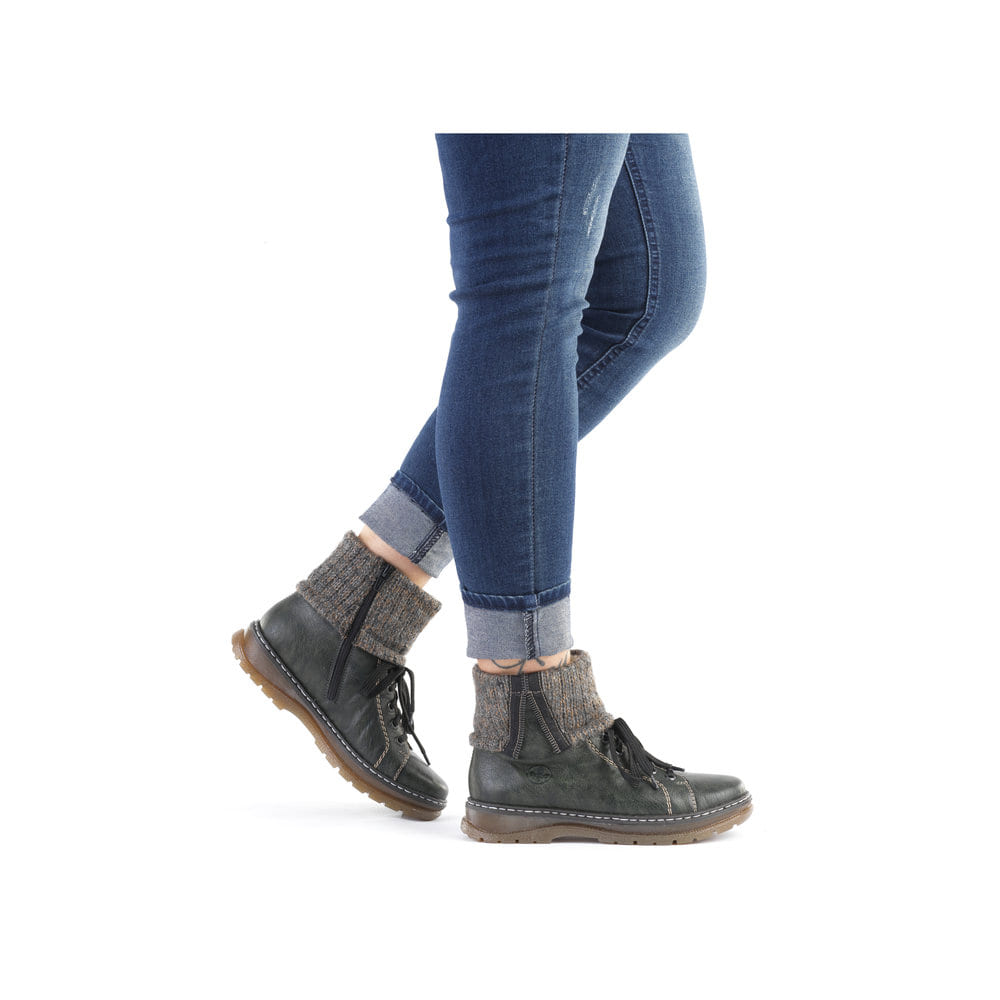 Rieker Damen Schnürstiefel grüngrau