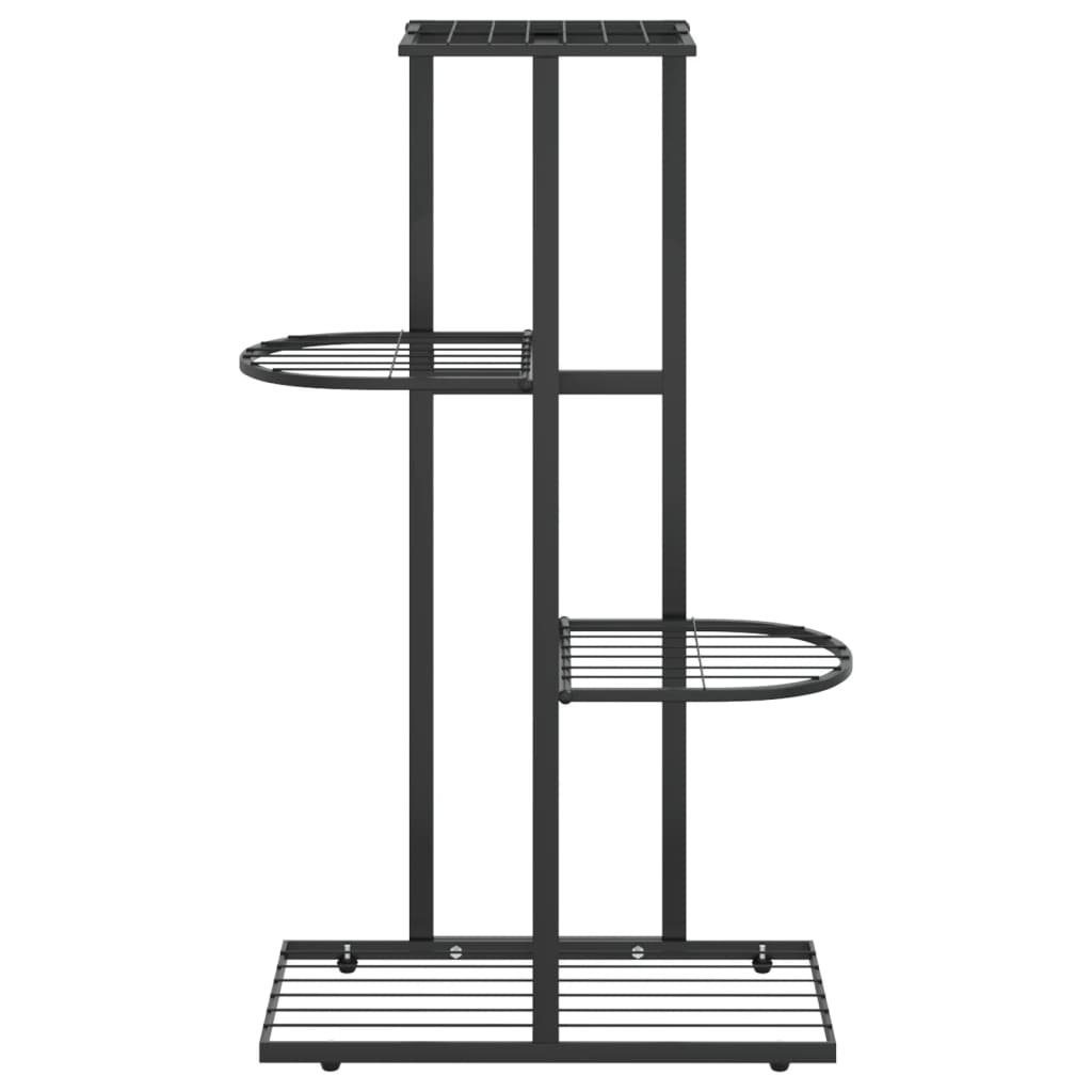 vidaXL Blumenständer Blumenständer 4-Etagen 43x22x76 cm Schwarz Metall (1 St)