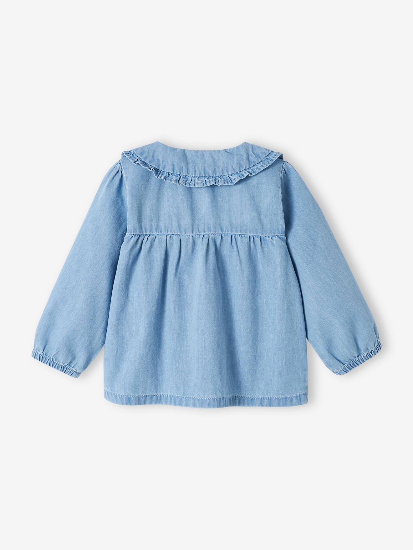 Vertbaudet Baby Bluse aus Light-Denim, personalisierbar - gebleicht