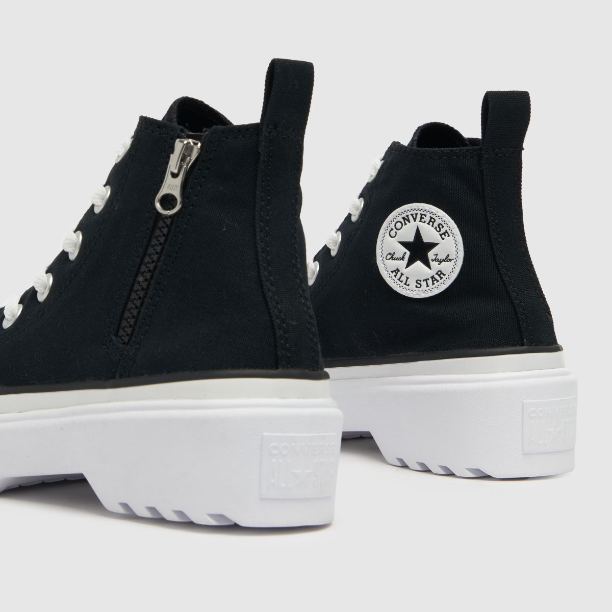 Converse svarta och vita All Star Lugged Lift Hi flickor juniorsneakers