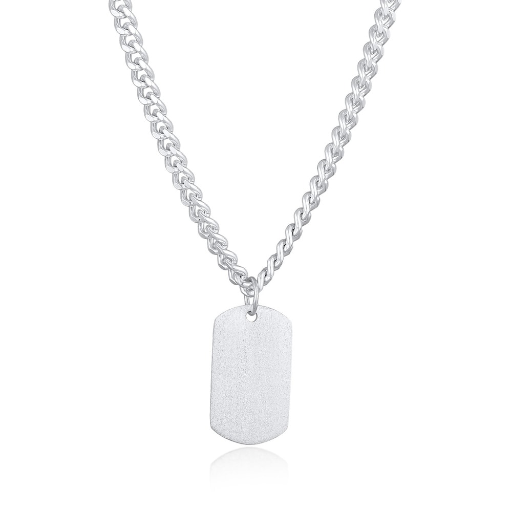 KUZZOI KUZZOI Collier Hommes pendentif plaque mat en argent sterling 925 collier