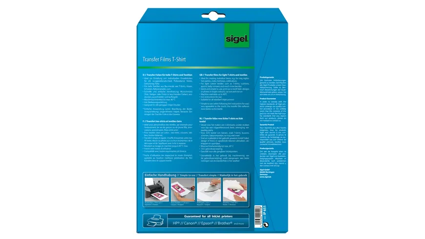 sigel InkJet Transfer Folien für T-Shirts