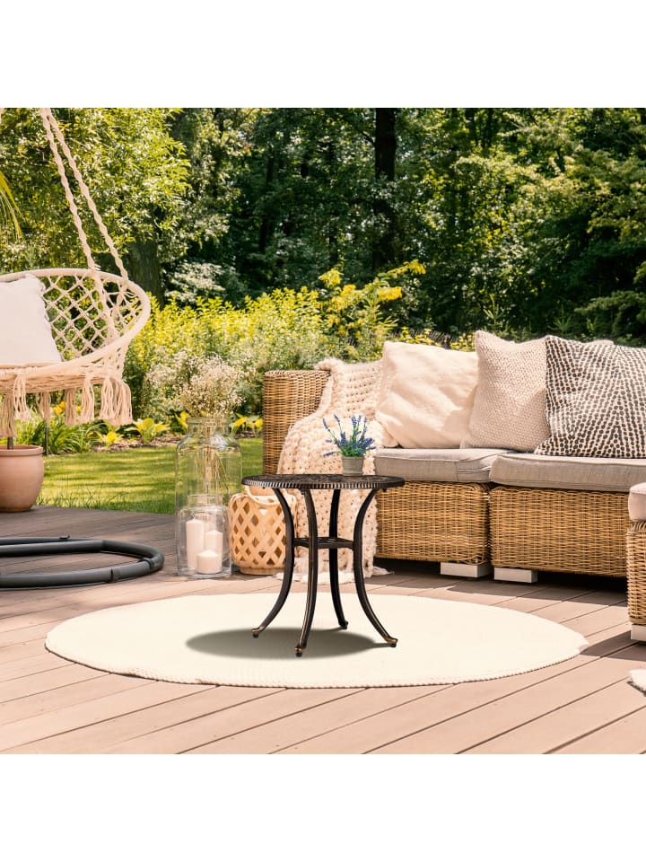 relaxdays Gartentisch in Schwarz/ Bronze - (H)53 x Ø 53 cm günstig kaufen onesize