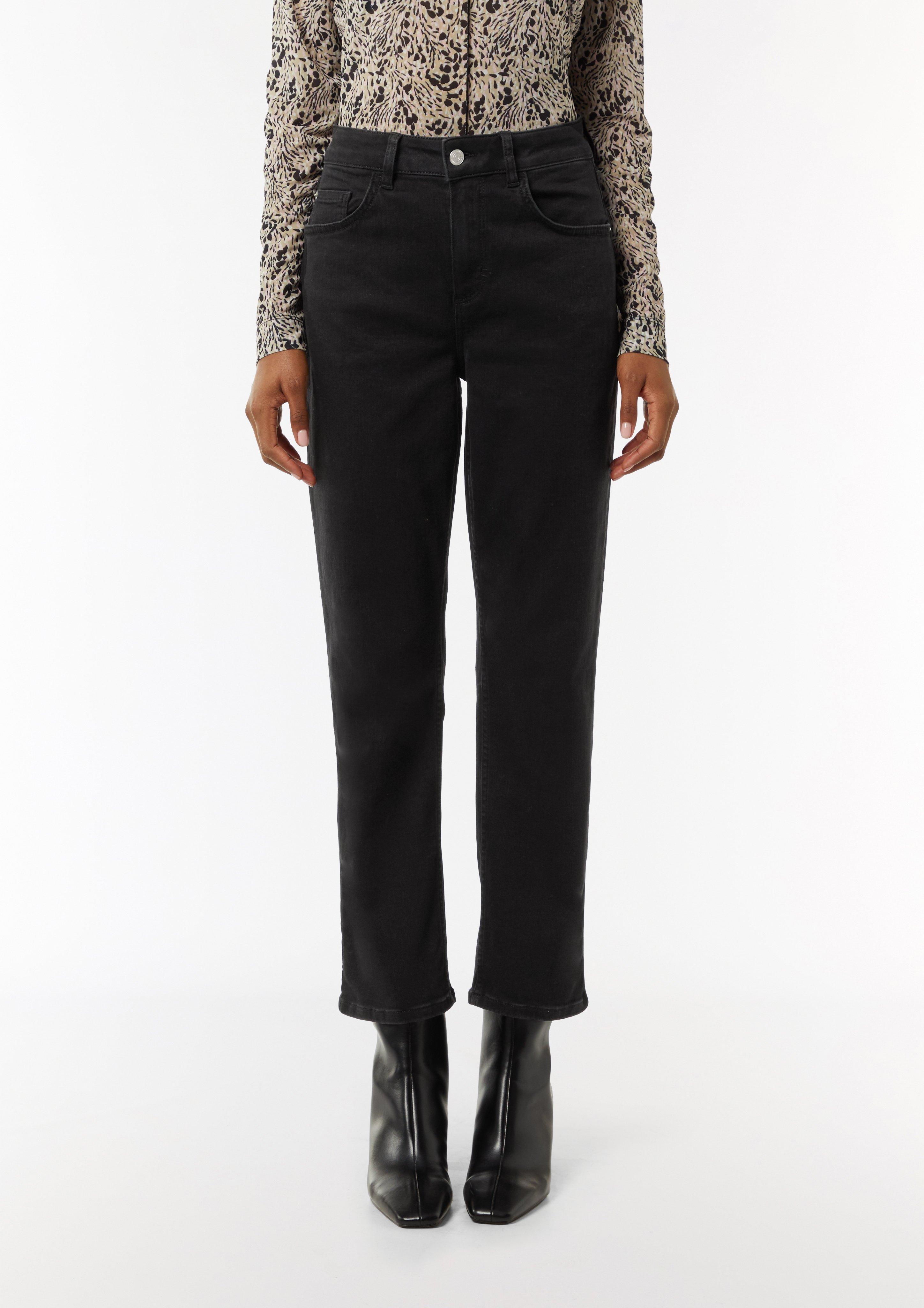 Straight-Leg-Jeans aus Baumwollstretch - schwarz
