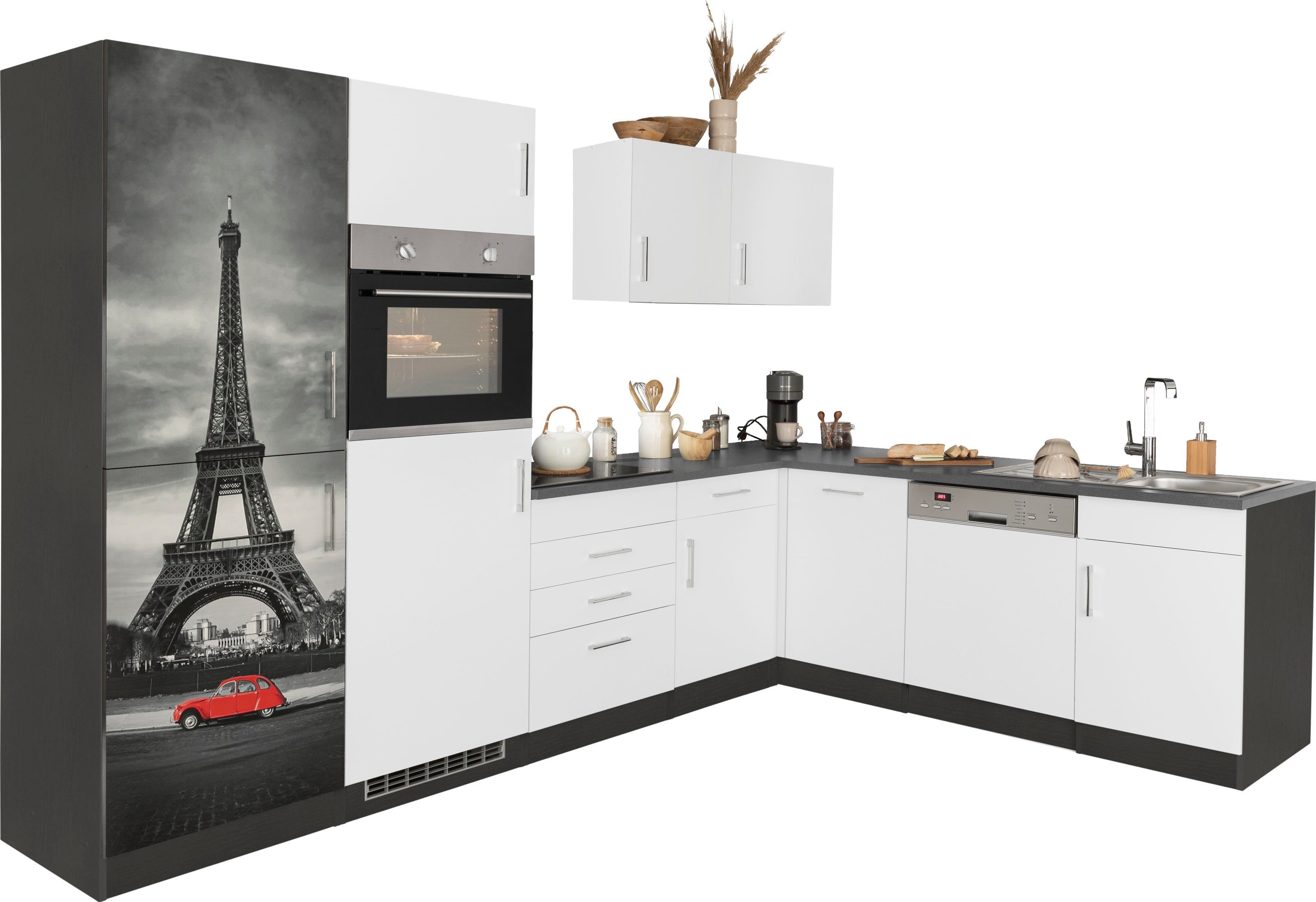 HELD MÖBEL Winkelküche Paris, ohne E-Geräte, Stellbreite 290/220 cm