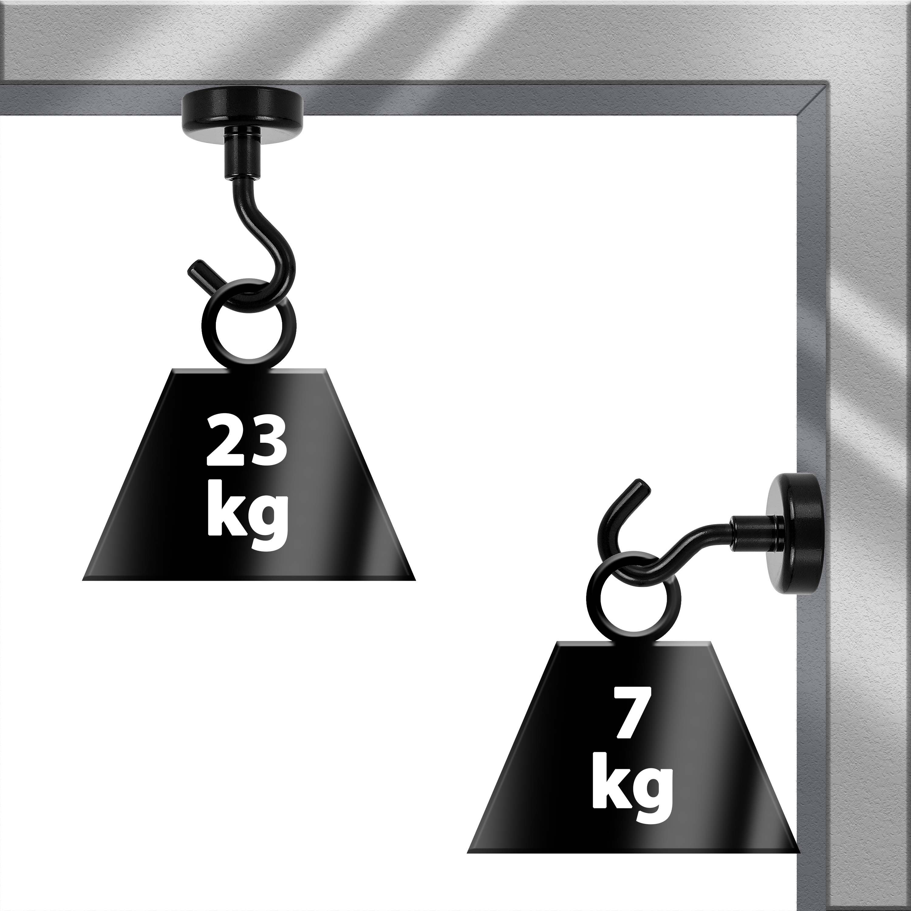 Dekomagnet Neodym Magnet-Haken, Poppstar, für magnetische Flächen, (Haftkraft 23kg, 5-St), mit abschraubbaren Haken, Farbe schwarz