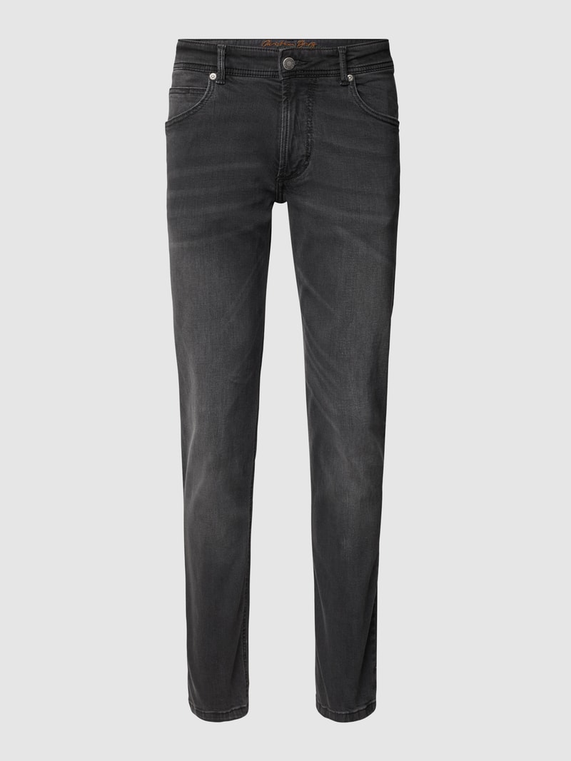 Straight Fit Jeans mit Brand-Detail in mittelgrau