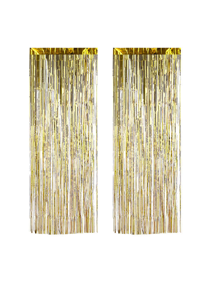 relaxdays 2er Set Partyvorhänge in Gold - (L)250 x (B)100 cm günstig kaufen onesize