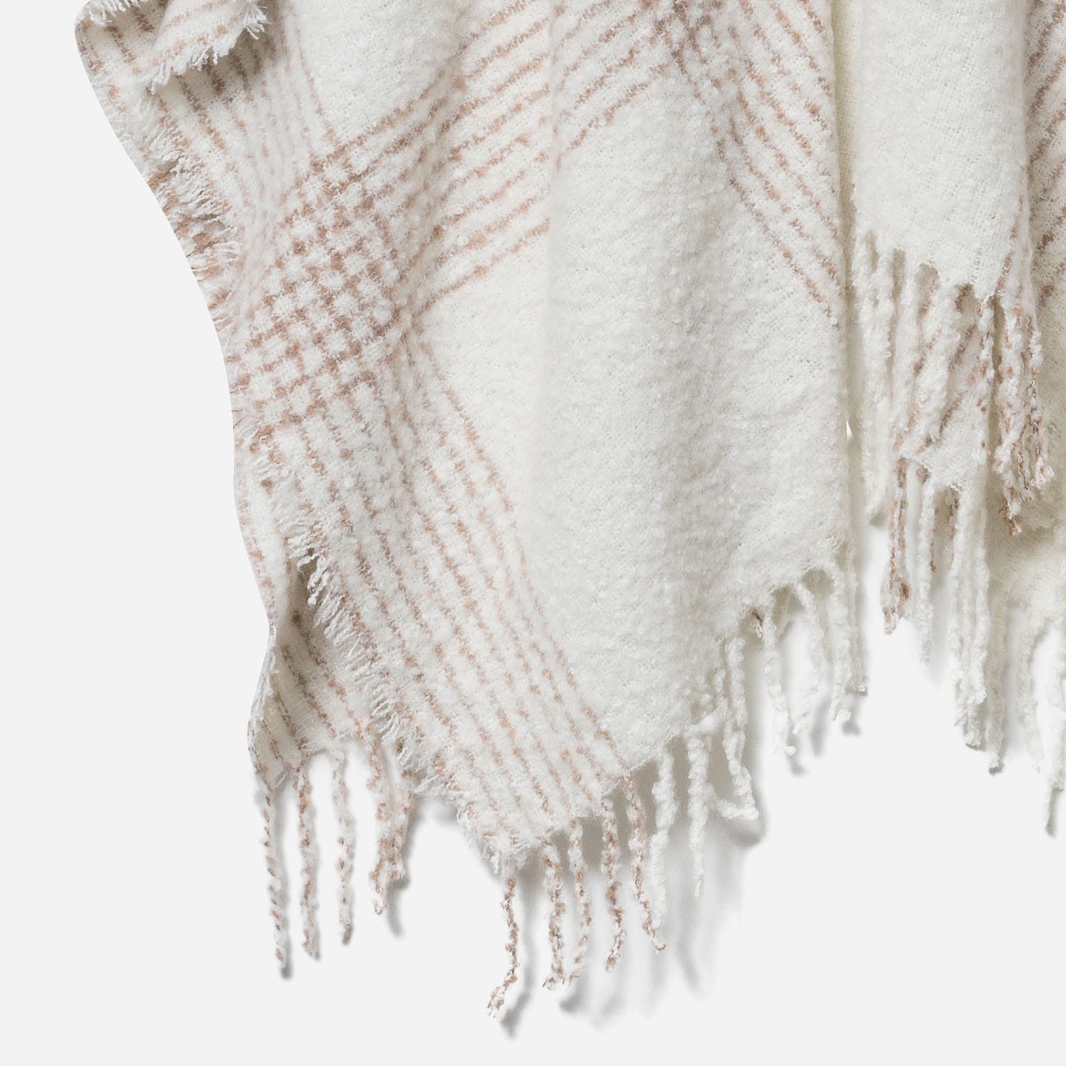 Poncho TEXTO écru à rayures-carreaux - taille unique