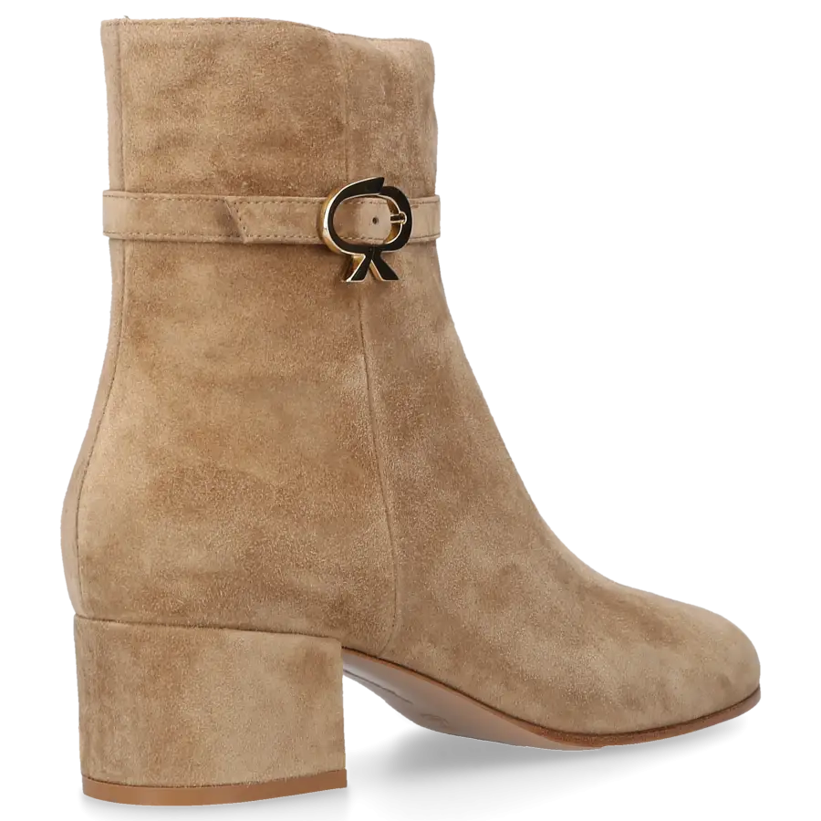 Gianvito Rossi - Klassische Stiefeletten RIBBON BOOTIE Veloursleder - beige