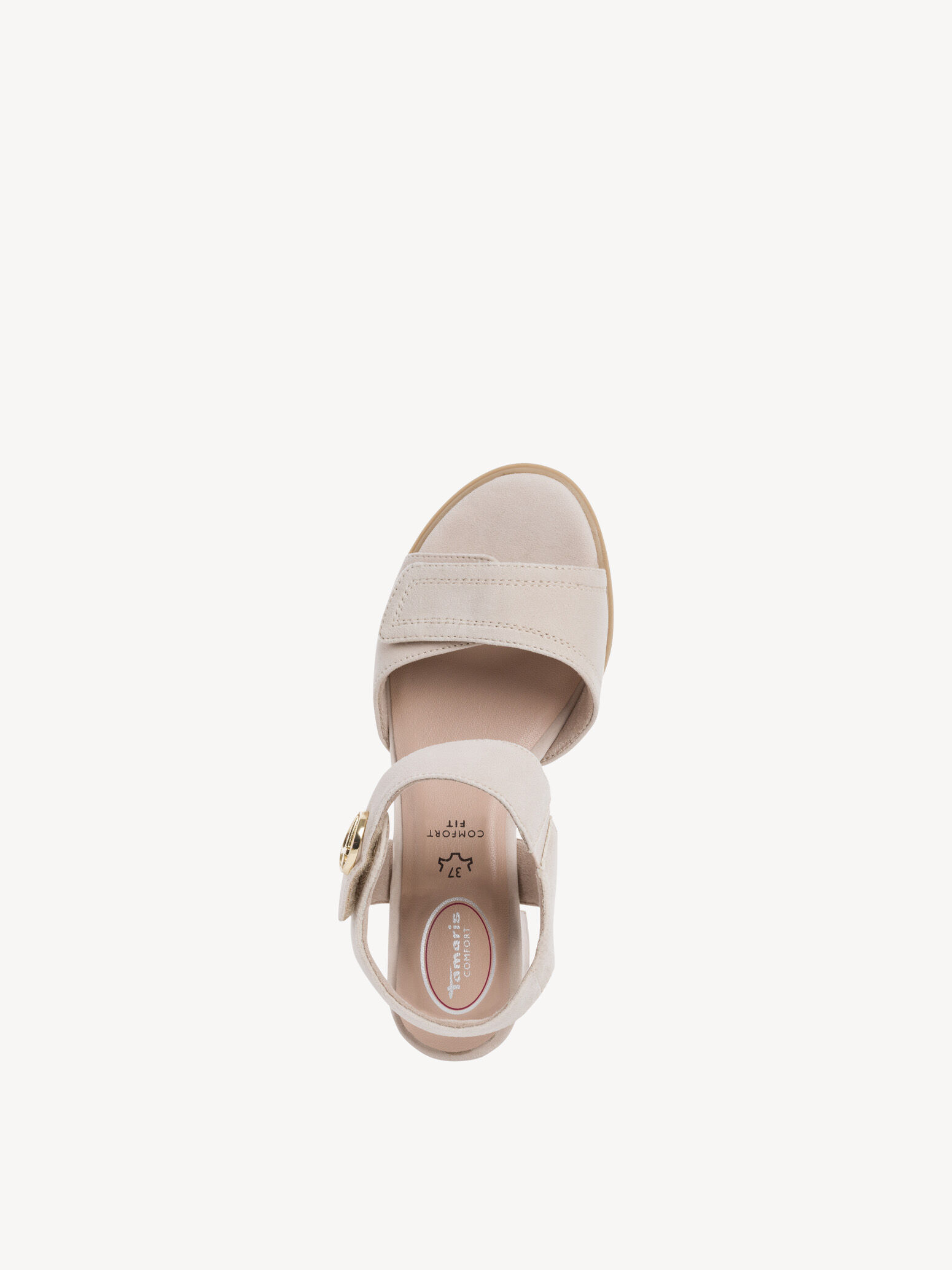 Sandale à talon en cuir - beige
