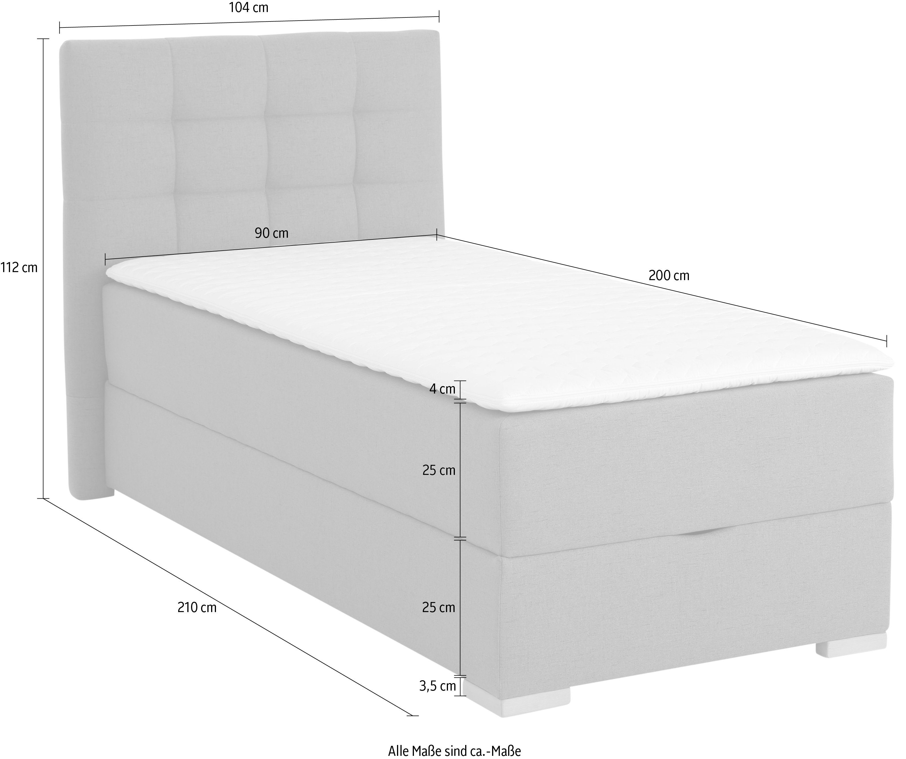 Home affaire Boxbett Olivet, in 4 Farben, 4 Breiten, 2 Matratzenarten, auch in Überlänge 220 cm