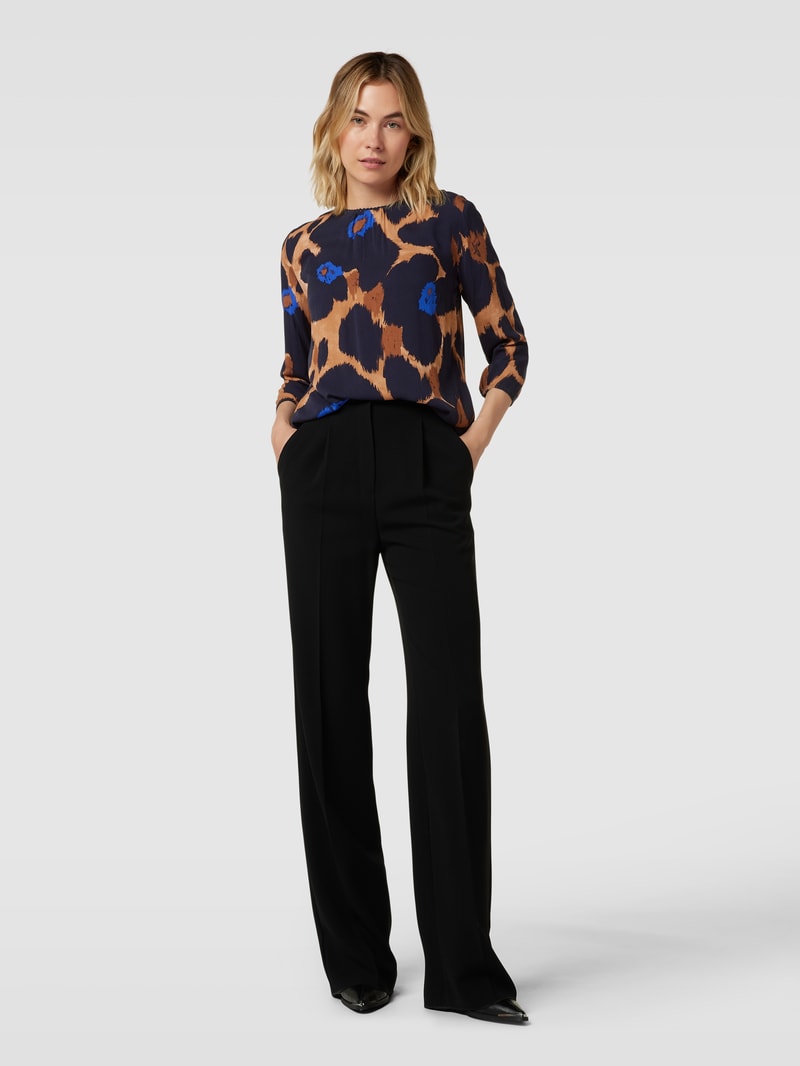 Blusenshirt mit Allover-Muster und 3/4-Arm in royalblau