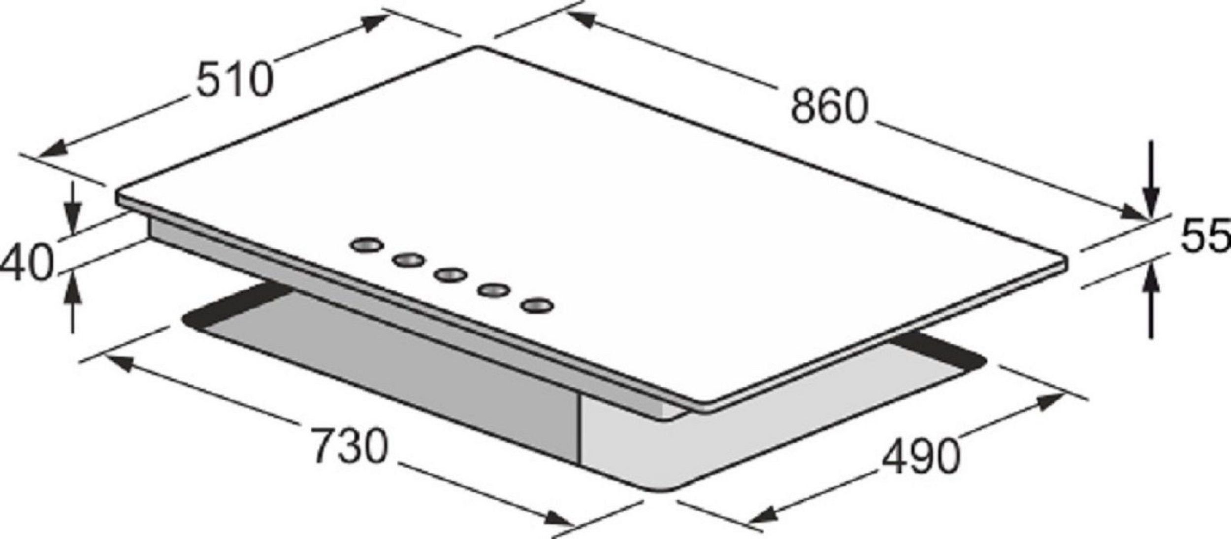 Kaiser Küchengeräte Gas-Kochfeld, Einbau Gasherd KG 9357 90cm, Edelstahl, WOK Turbo-Brenner – 3,8 kW.