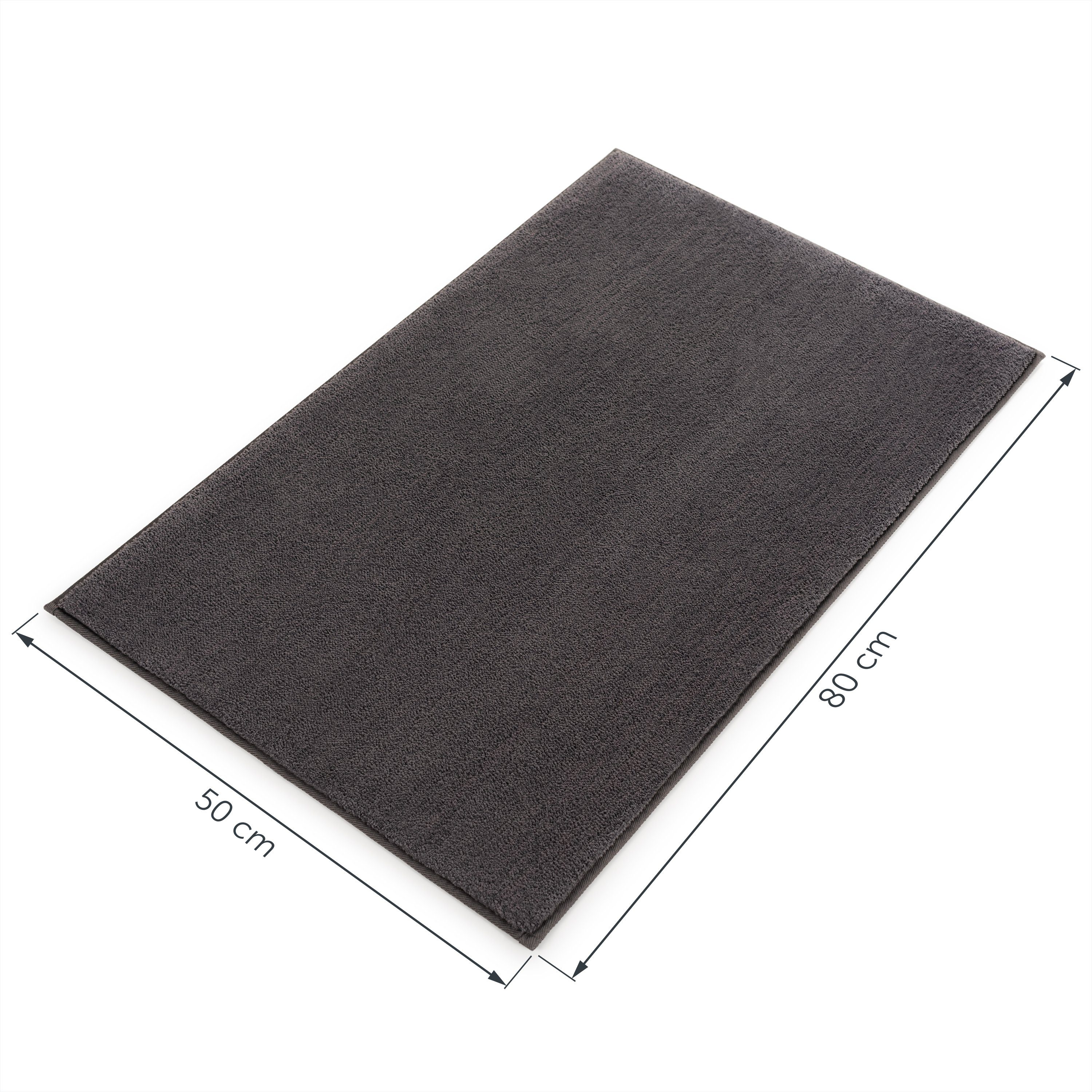 Badematte Badezimmerteppich rutschfest, weiche Badematte Blumtal, rutschsicher, strapazierfähig, waschbar, Polyester, Badvorleger in 50x80 cm - waschbar
