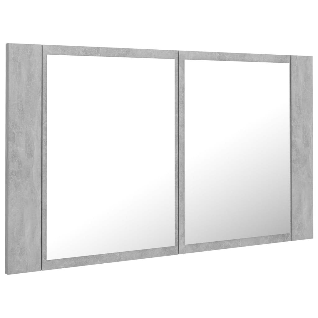 vidaXL Badezimmerspiegelschrank LED-Bad-Spiegelschrank Betongrau 80x12x45 cm Acryl (1-St)