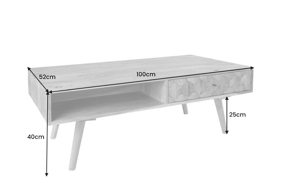 riess-ambiente Couchtisch MYSTIC LIVING 100cm natur (Einzelartikel, 1-St), Wohnzimmer · Massivholz · Stauraum · Metall · Akazie · Retro Design